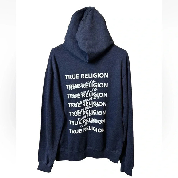 NWT True Religion Navy Blue Pullover Hoodie. - Picture 4 of 7